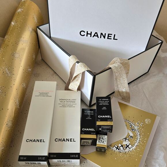 CHANEL Authentic New Box Bundle, Skin Lip Nail Gift Box Ribbon Wrapping Paper - Picture 1 of 3
